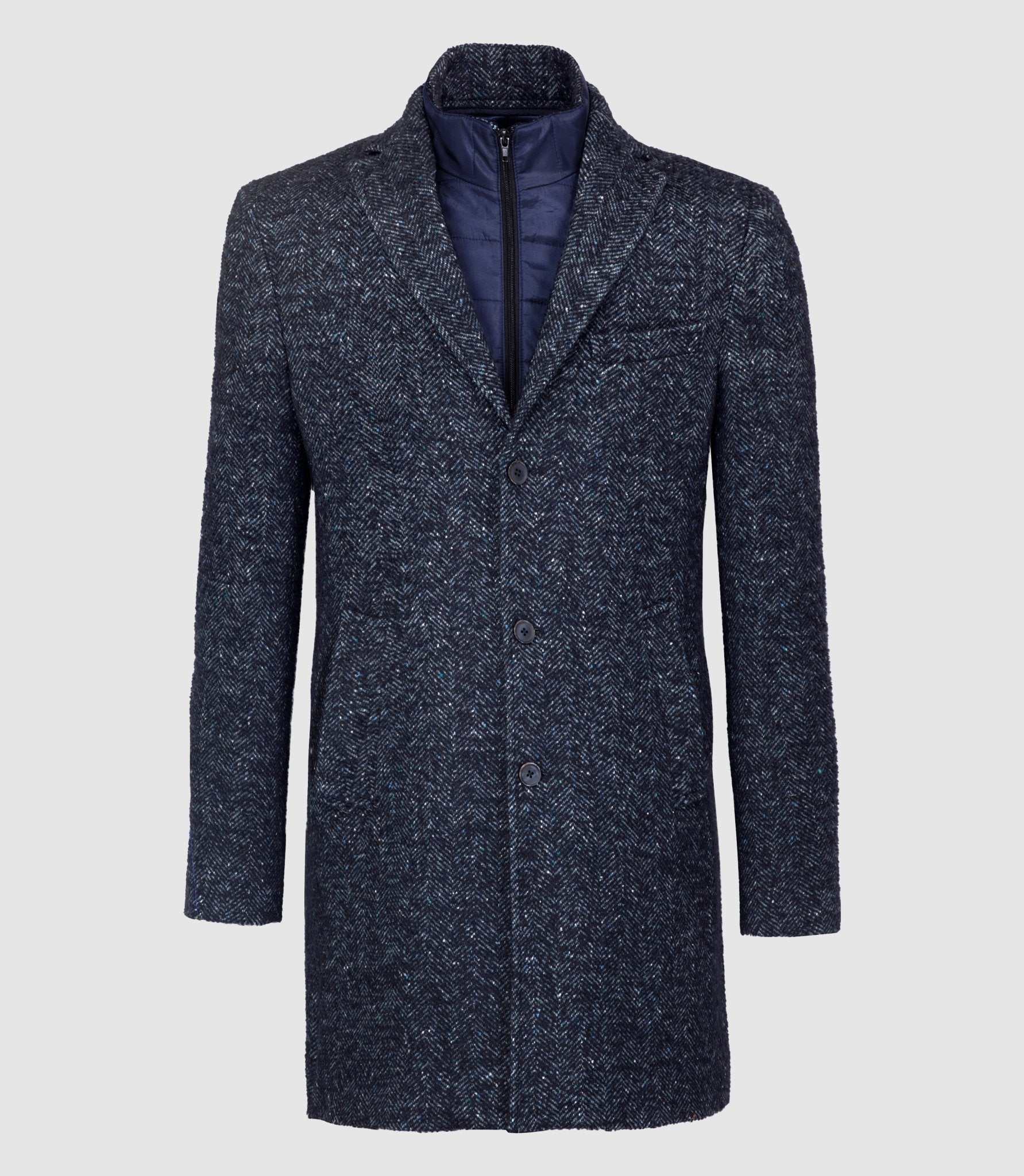 Manteau long en laine mélangée bleu "ylies" - IZAC