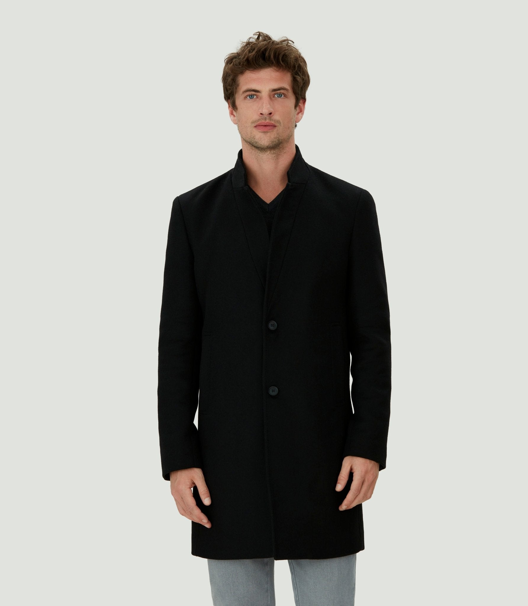 Manteau noir col châle "yuli" - IZAC