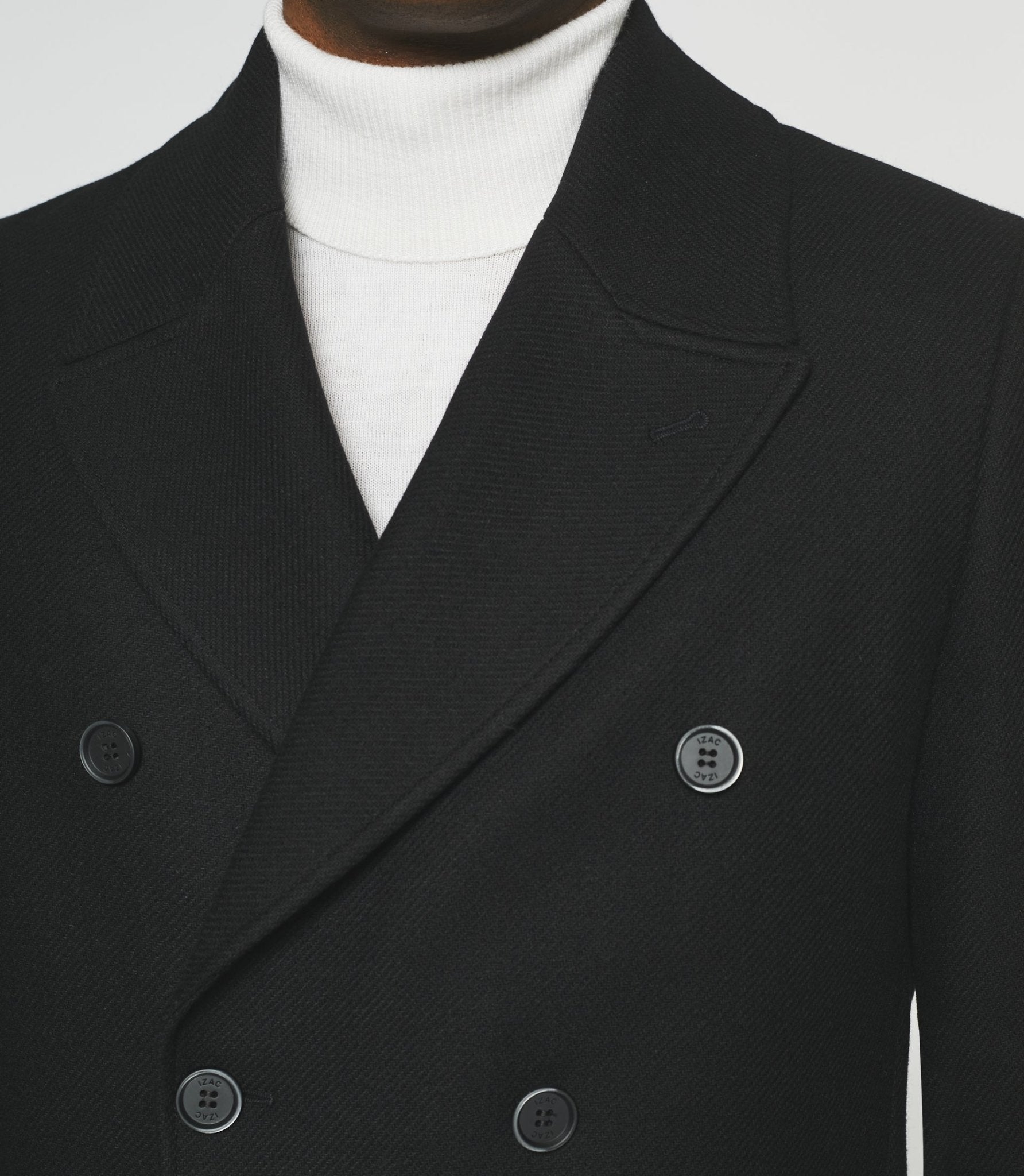 Manteau croisé col fourrure noir IGNACIO - IZAC