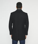 Manteau croisé col fourrure noir IGNACIO - IZAC