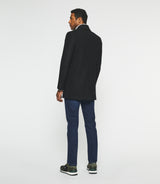 Manteau croisé col fourrure noir IGNACIO - IZAC