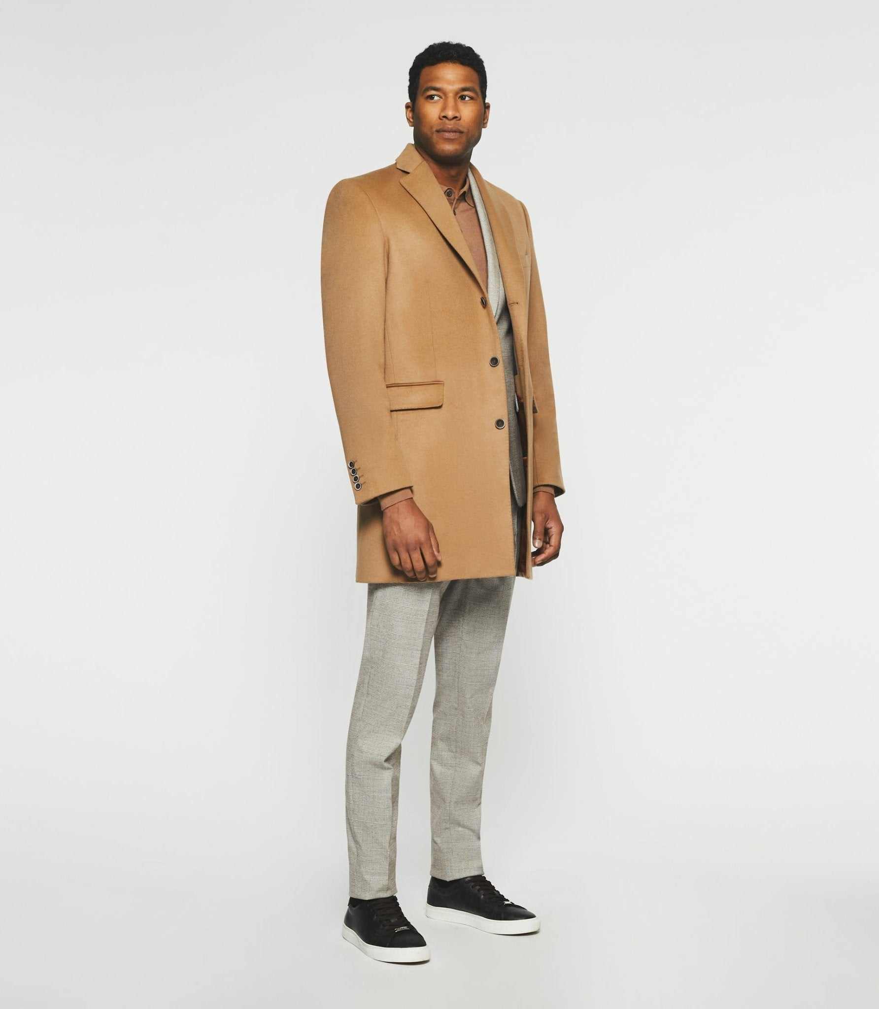 Manteau ville en laine et cachemire camel INDALECIO - IZAC