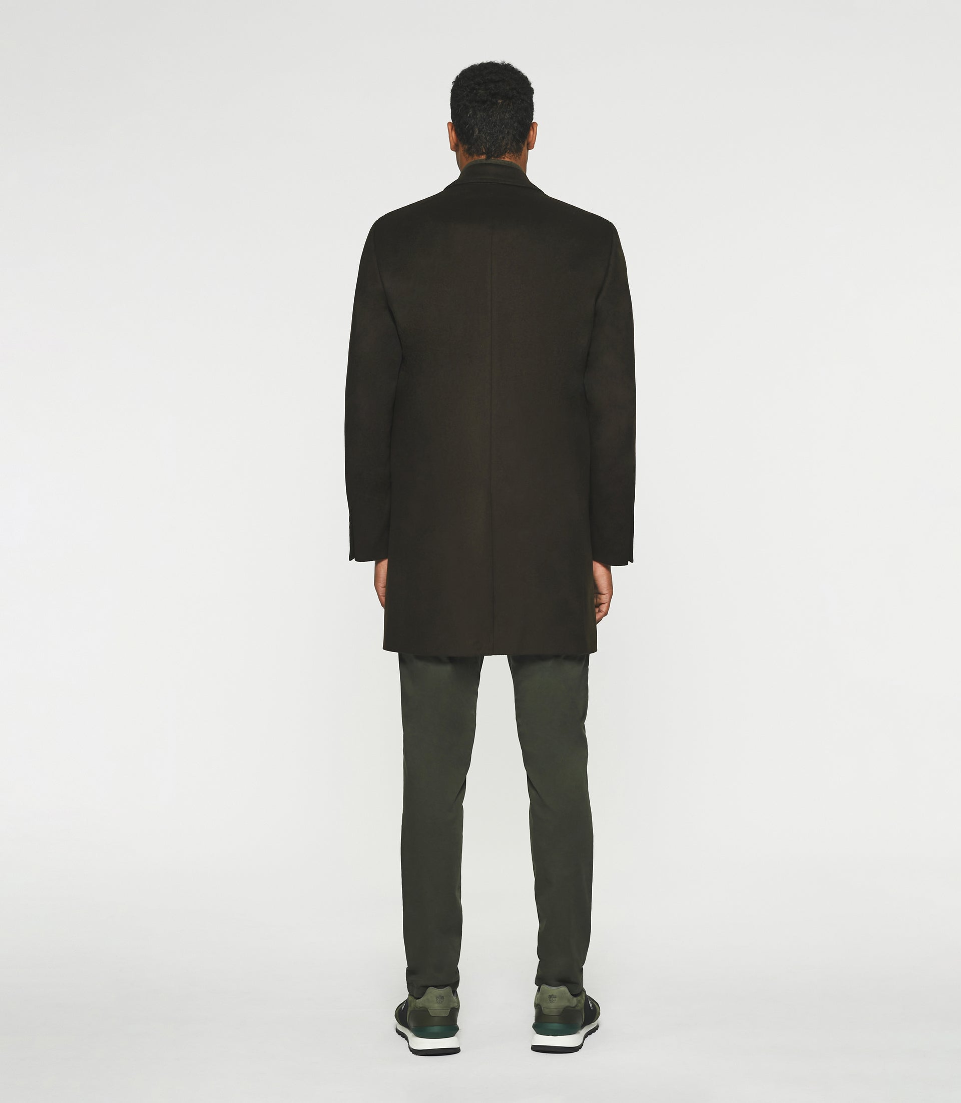 Manteau ville en laine et cachemire kaki INDALECIO - IZAC