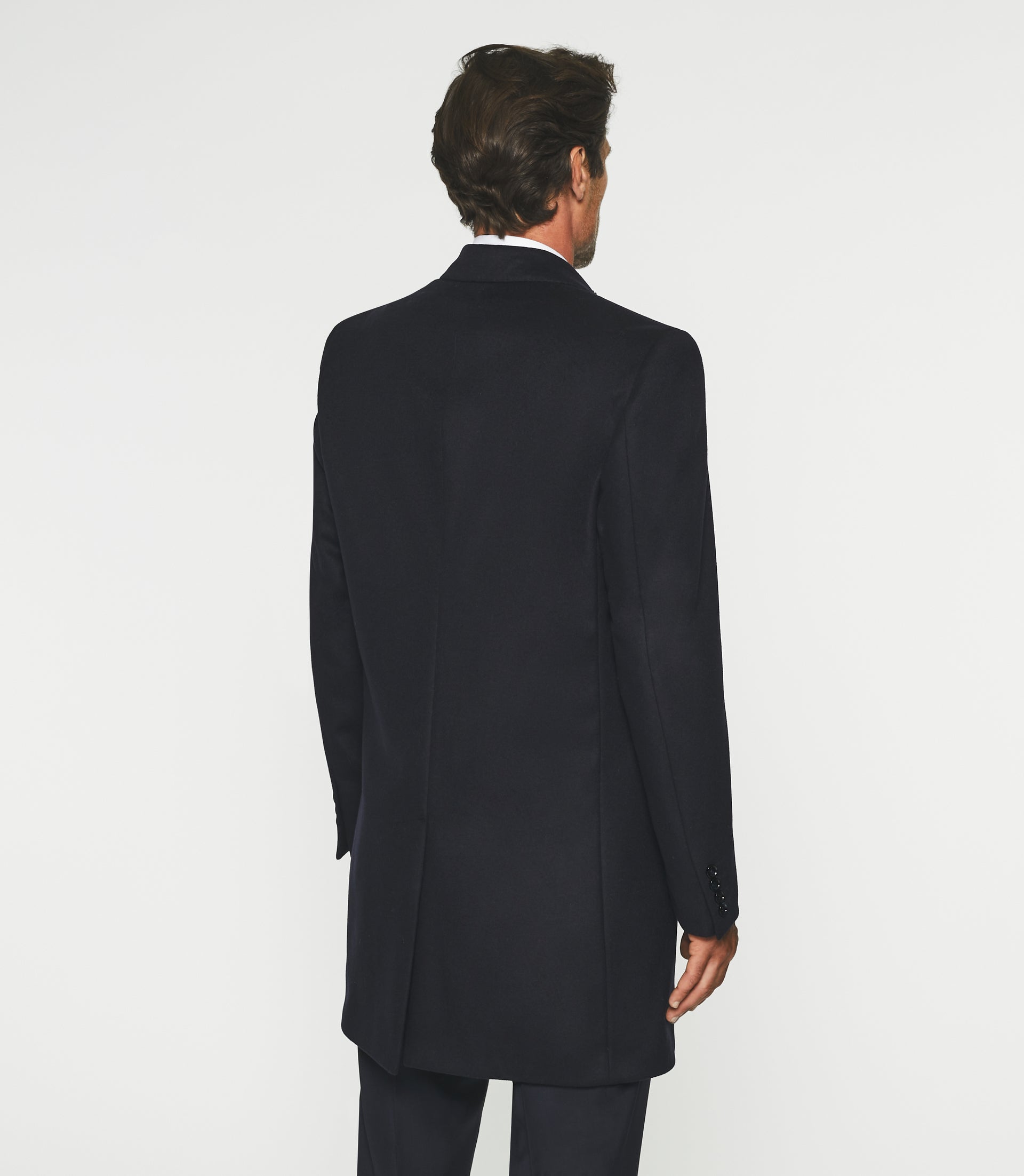 Manteau ville en laine et cachemire marine INDALECIO - IZAC