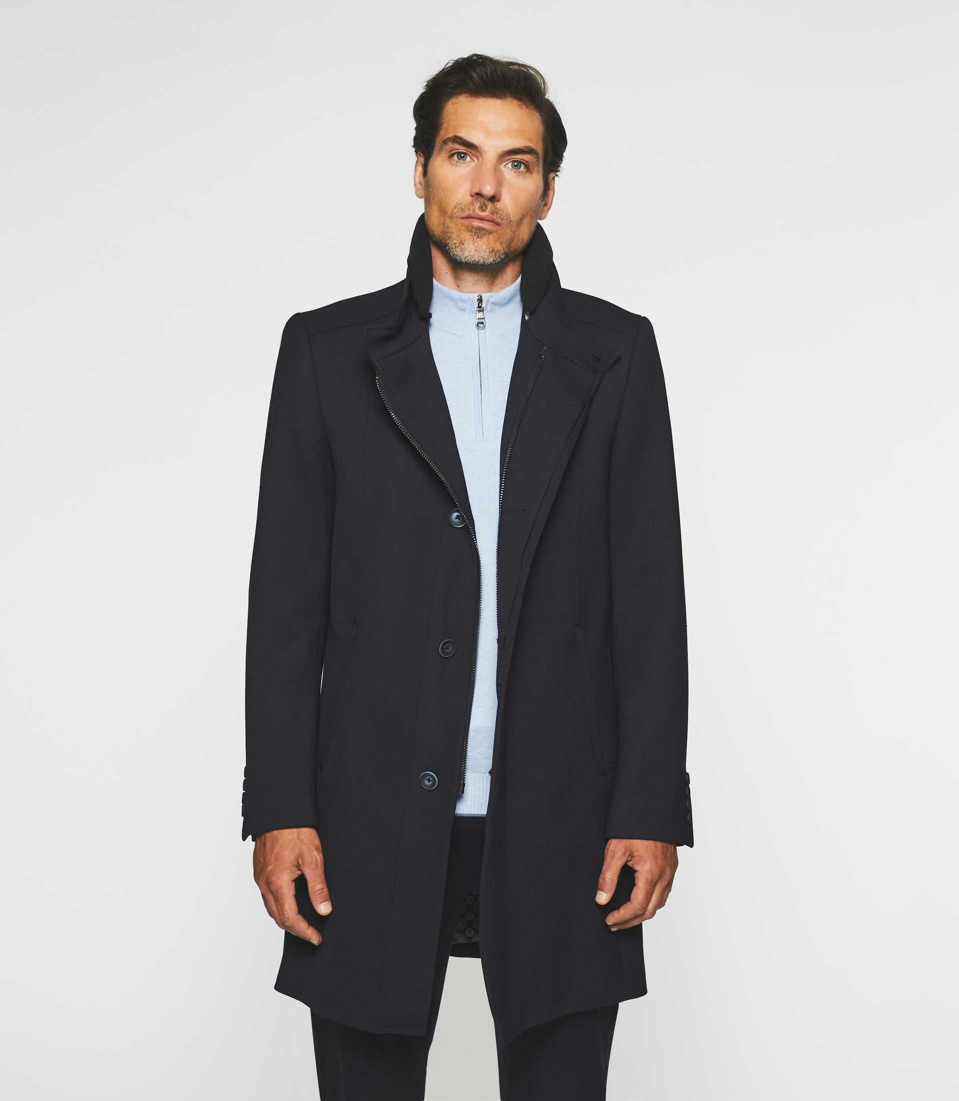 Manteau ville en laine marine INEON - IZAC