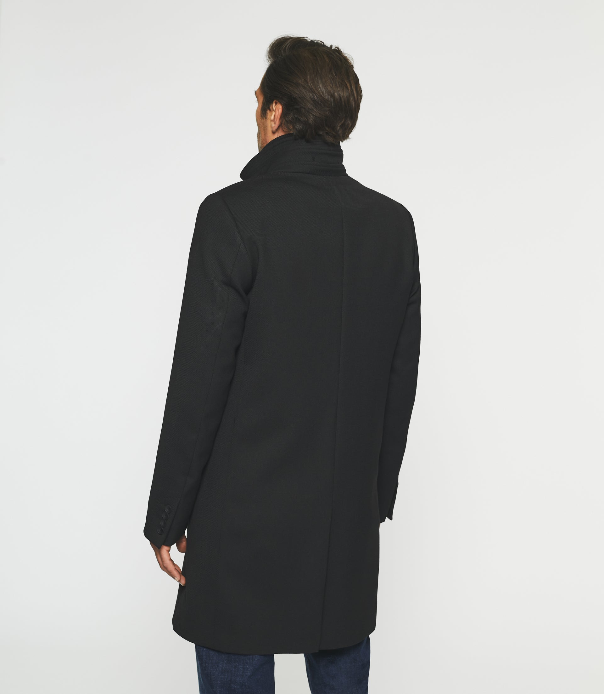 Manteau ville droit en laine noir INEON - IZAC