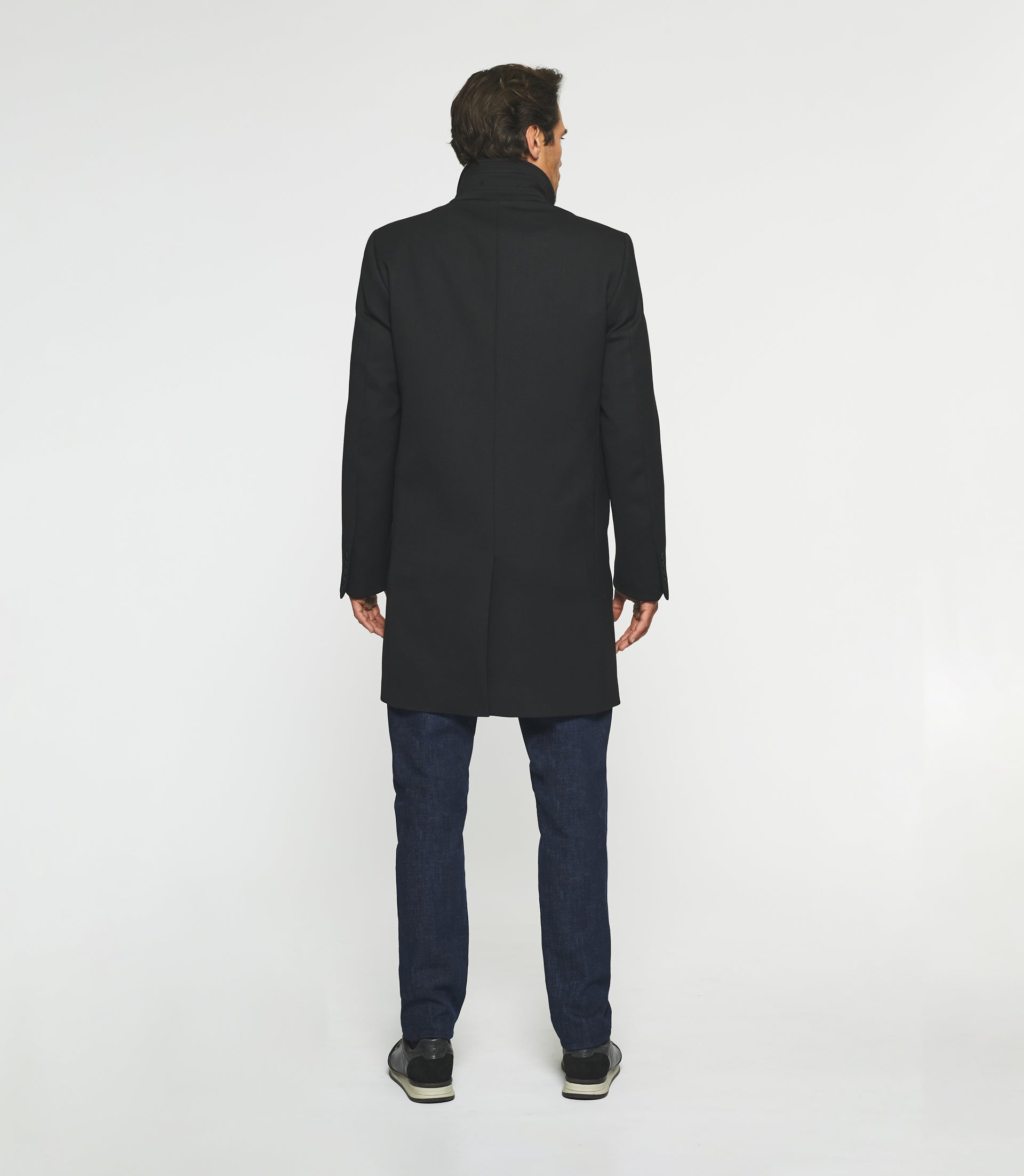Manteau ville droit en laine noir INEON - IZAC