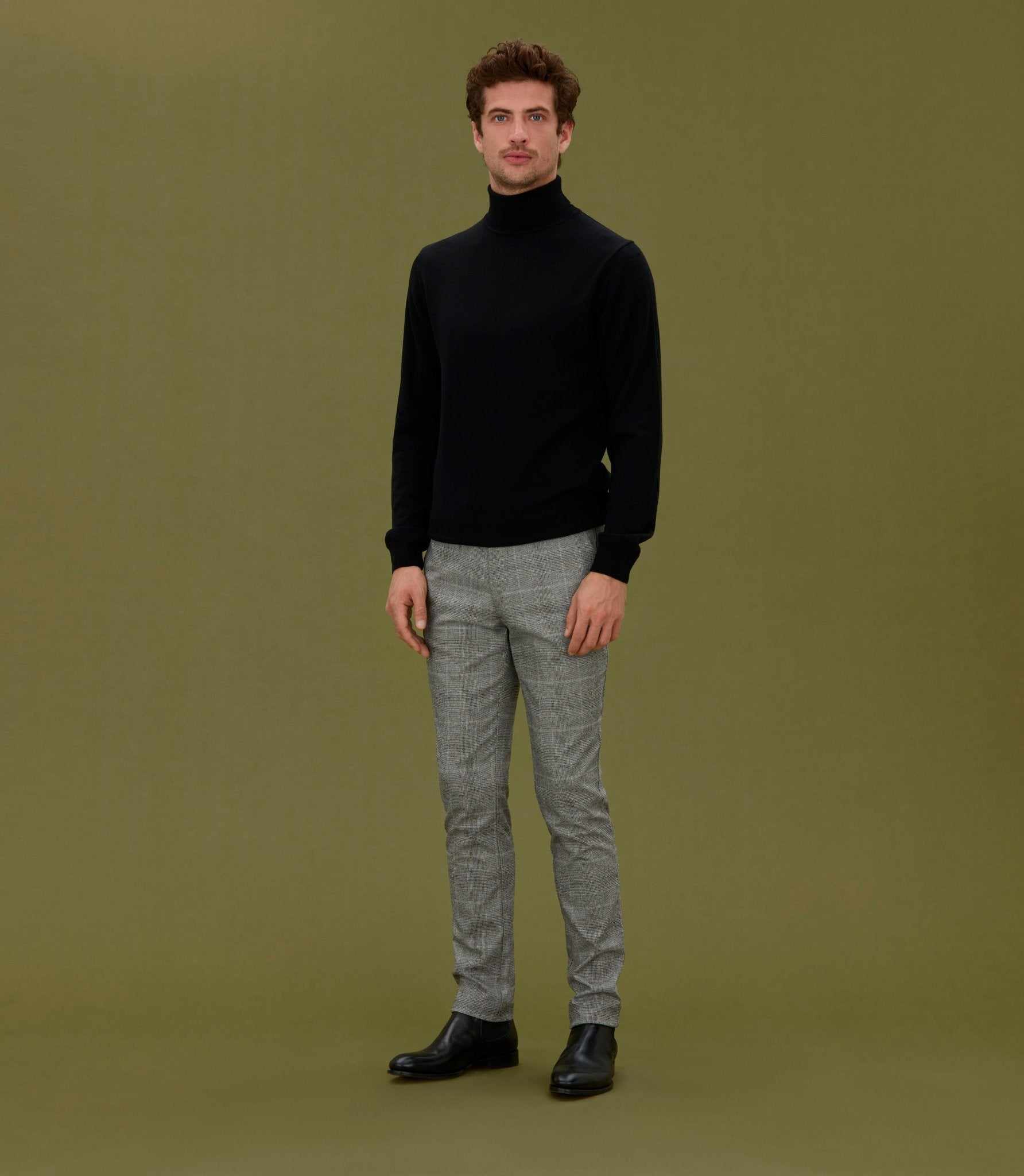 Pantalon chino à carreaux gris "Couleur" - IZAC