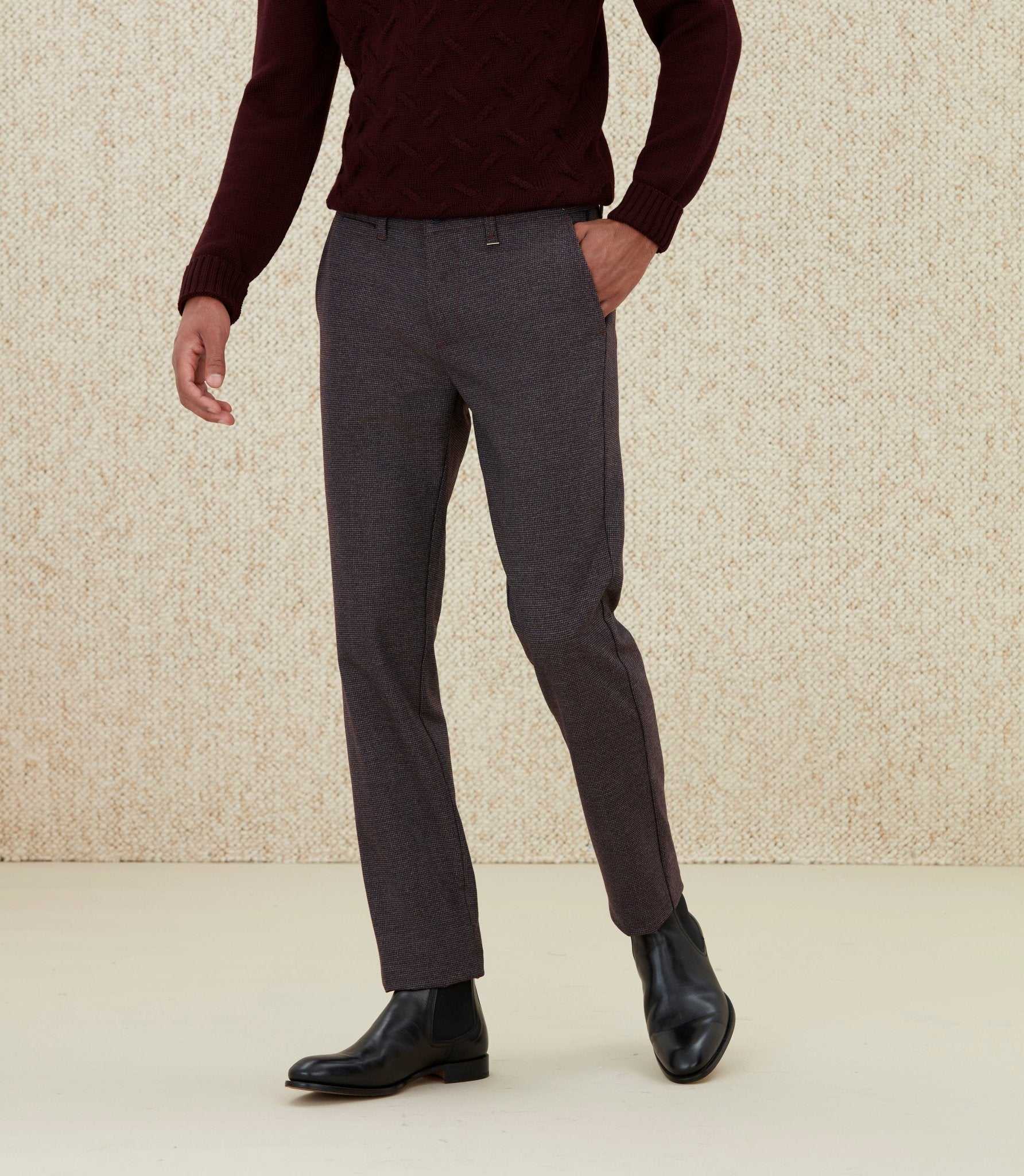 Pantalon chino esprit lainage bordeaux "Créatif" - IZAC