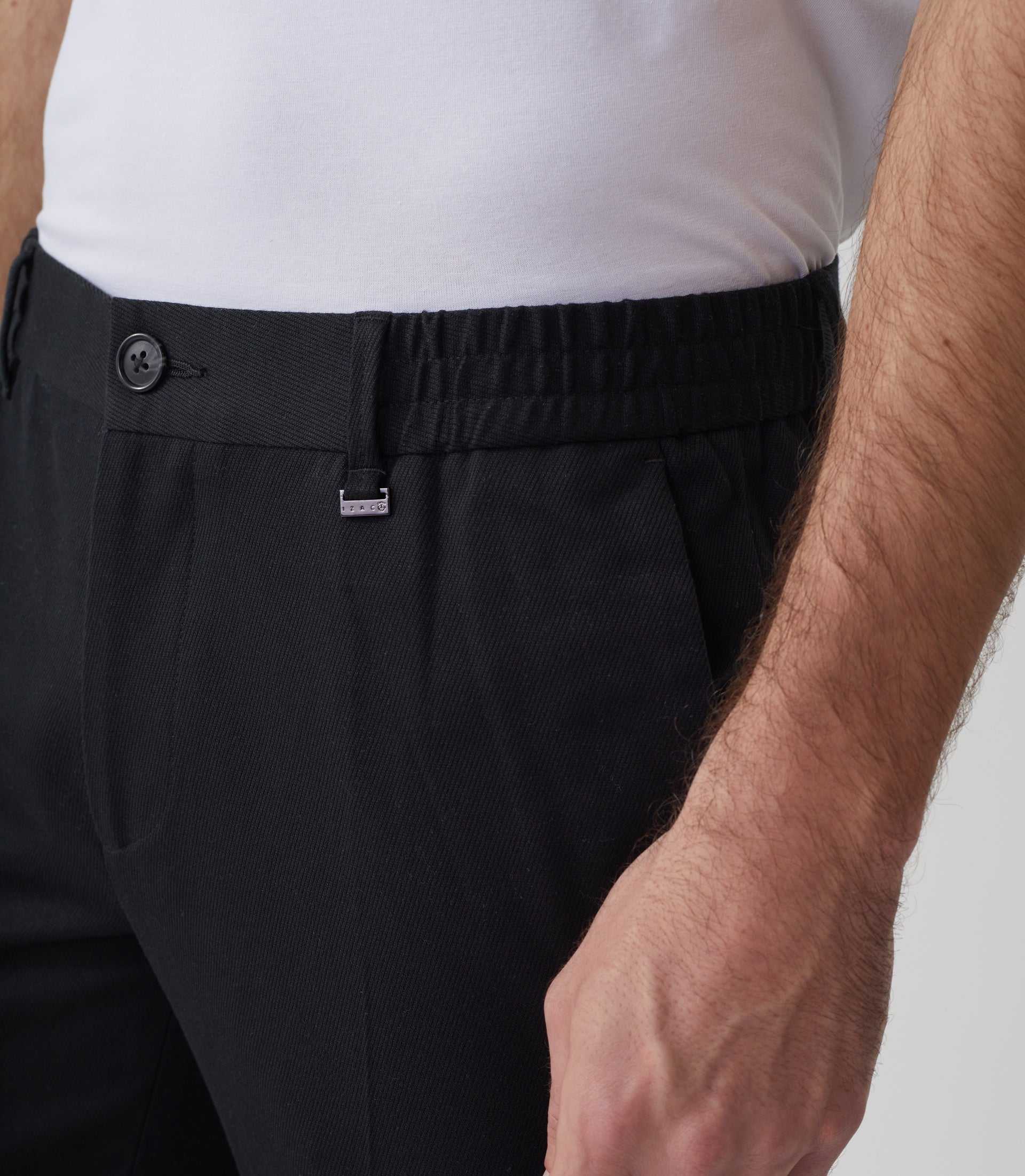 Pantalon chino taille élastique noir "Mambo" - IZAC