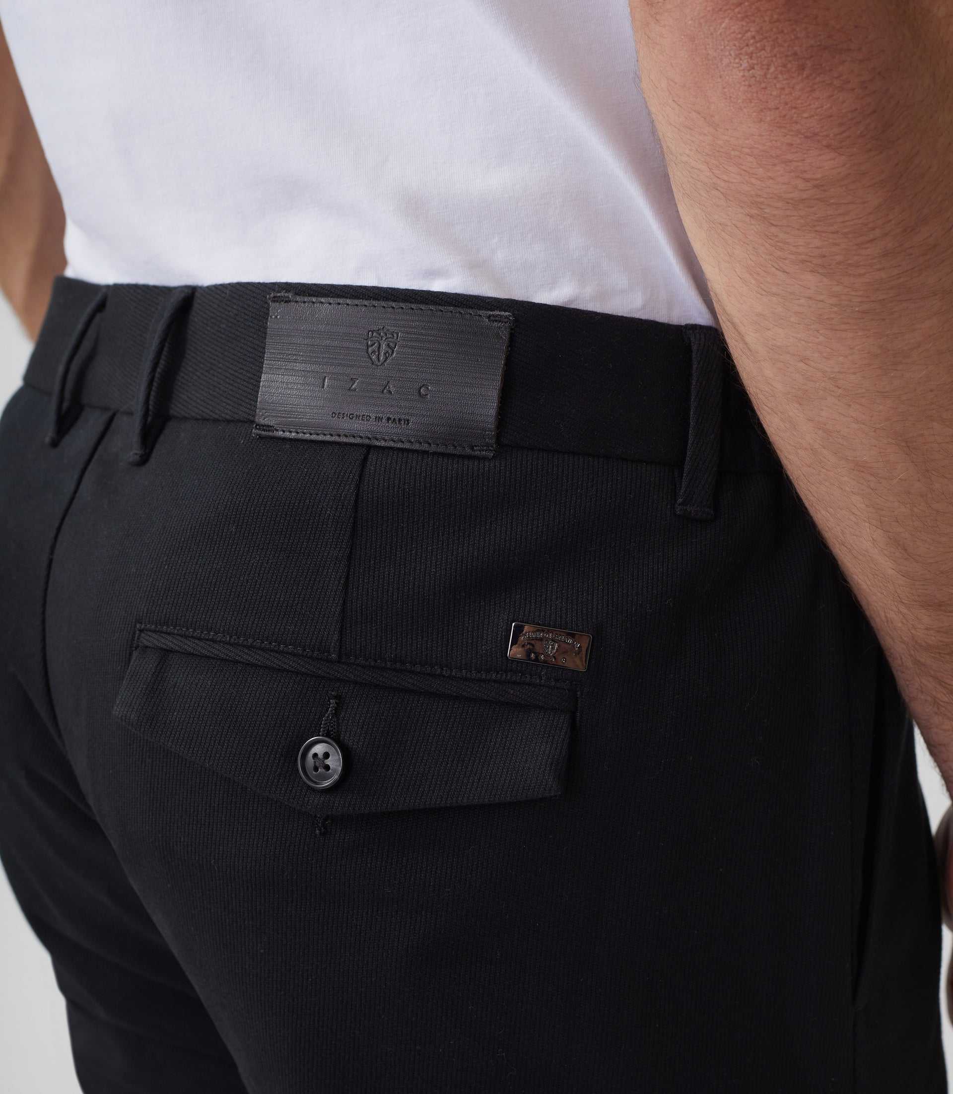 Pantalon chino taille élastique noir "Mambo" - IZAC