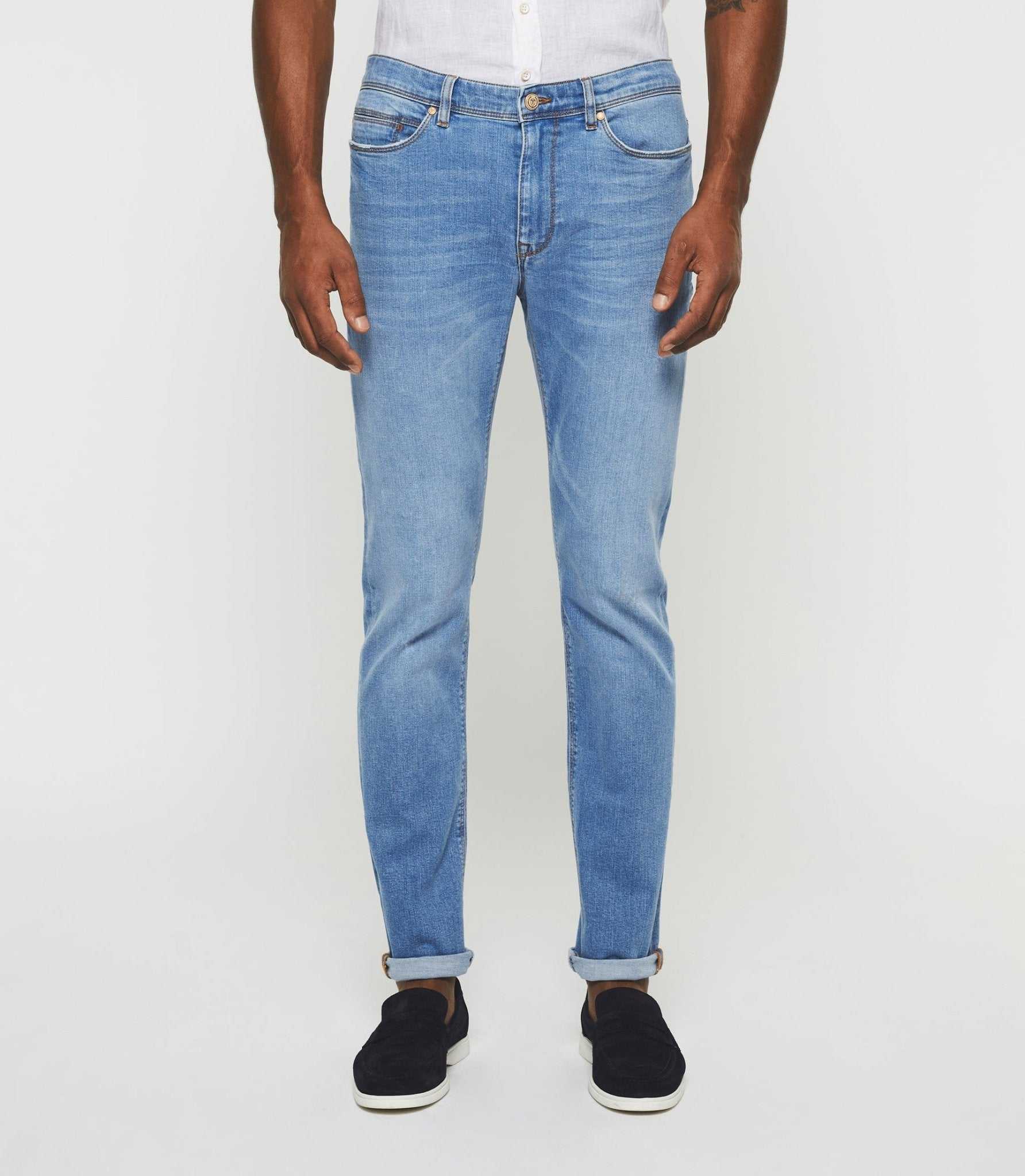 Jean slim hydroless délavé bleu clair "Tigre" - IZAC