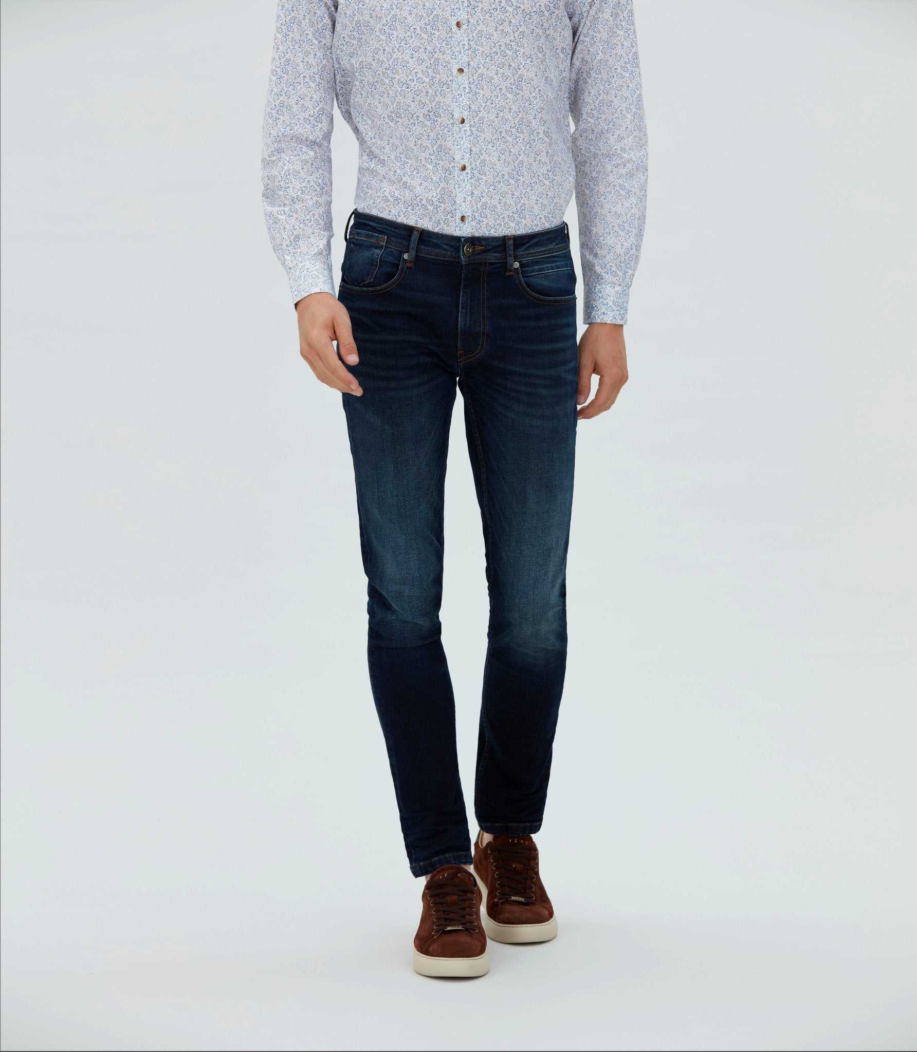 Jean slim délavé bleu moyen Hydroless "République" - IZAC