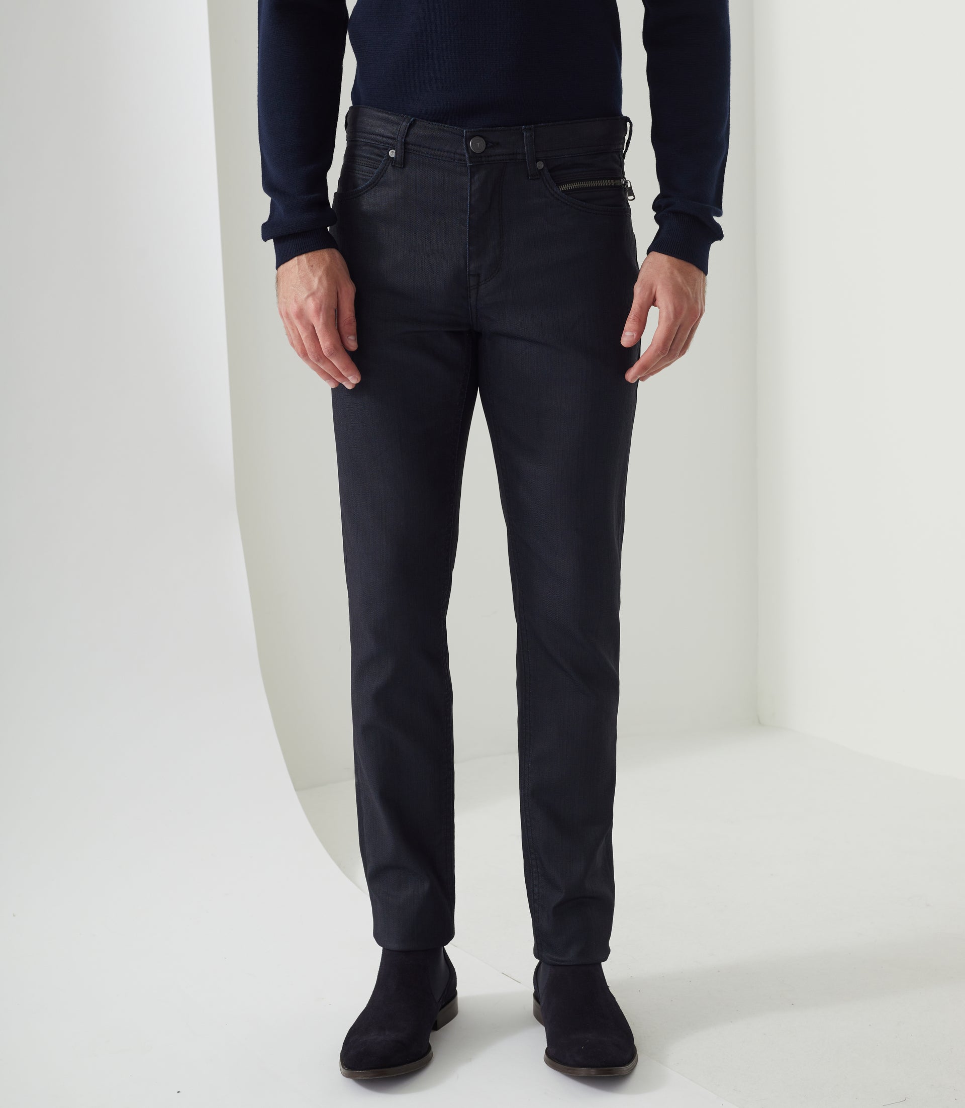 Jean slim enduit marine "Lime" - IZAC