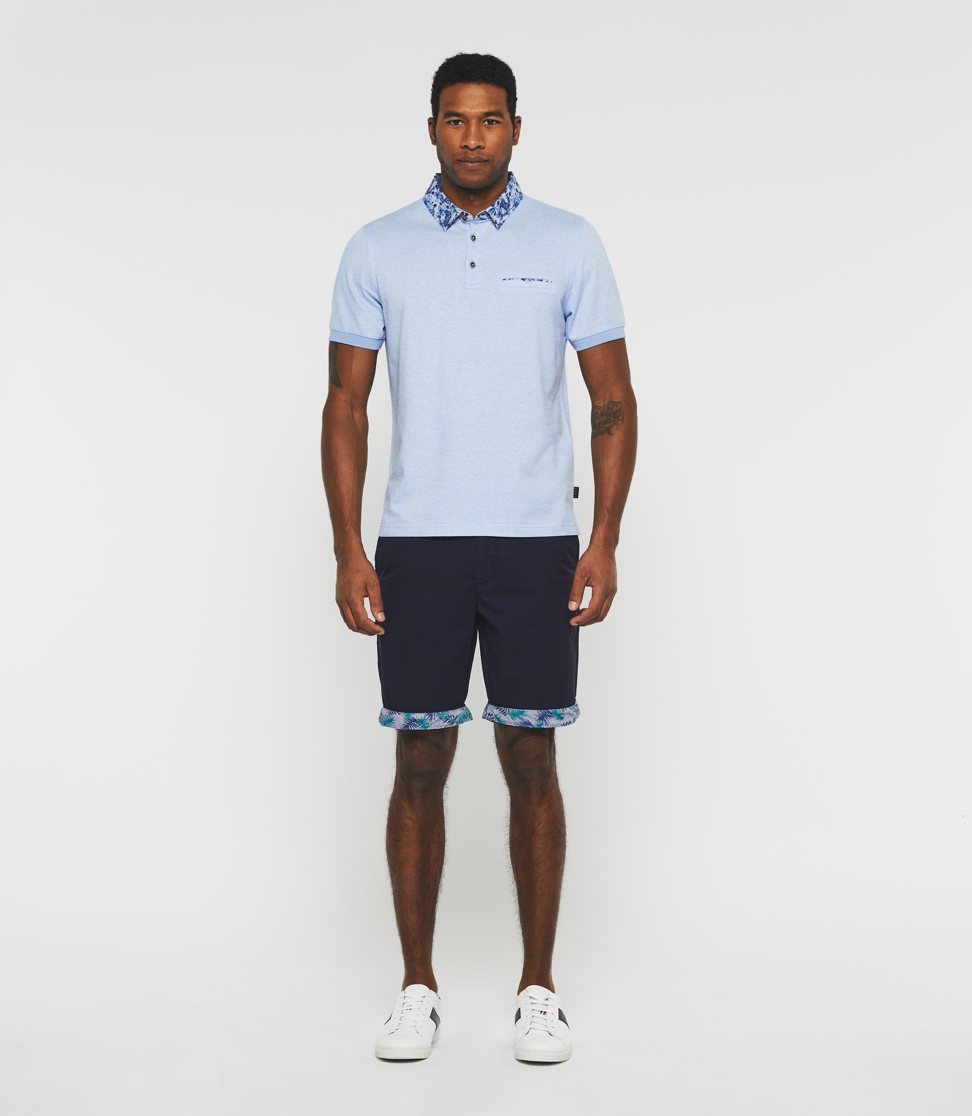Polo manches courtes bleu ciel "Guylaine" - IZAC