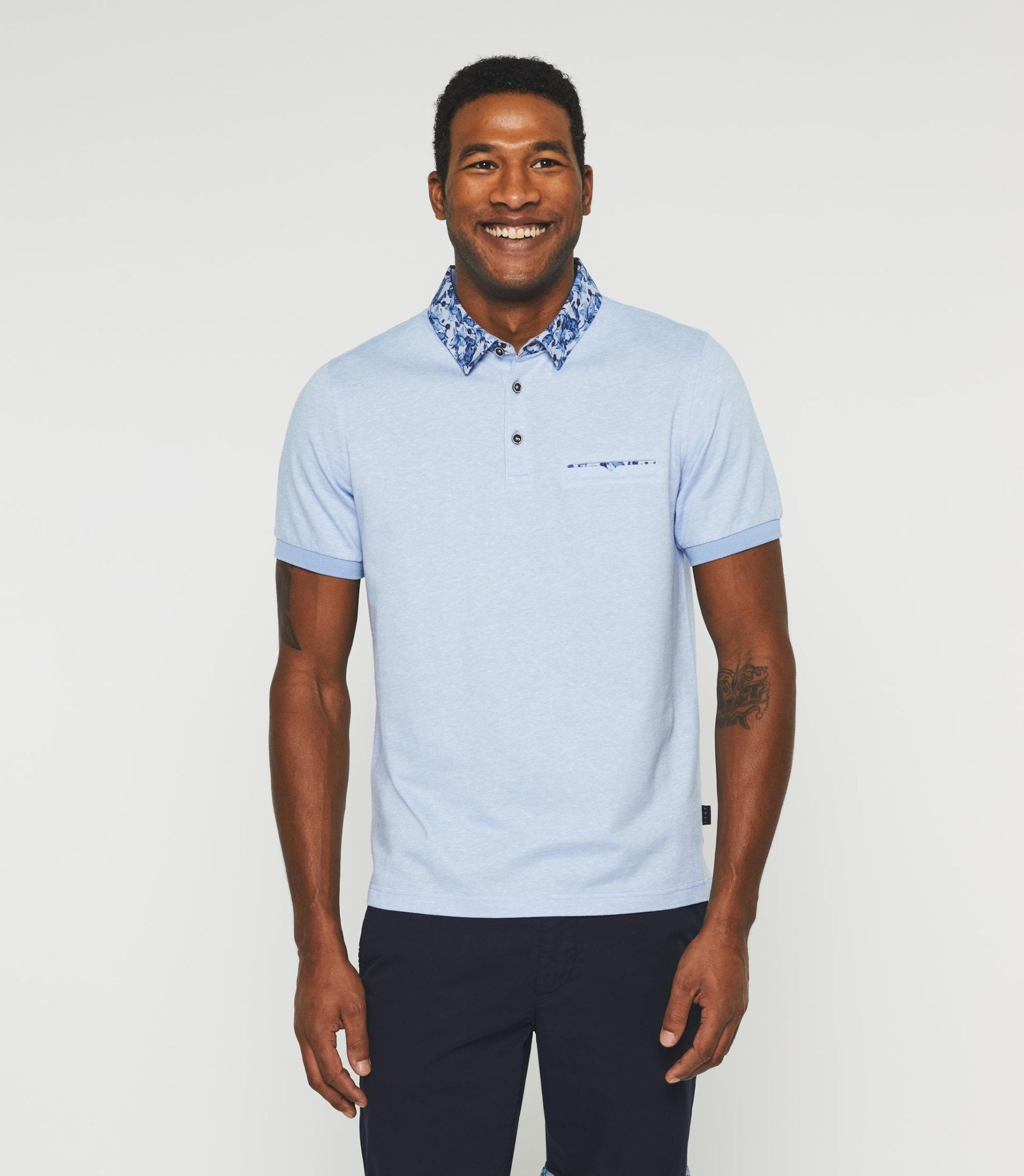 Polo manches courtes bleu ciel "Guylaine" - IZAC