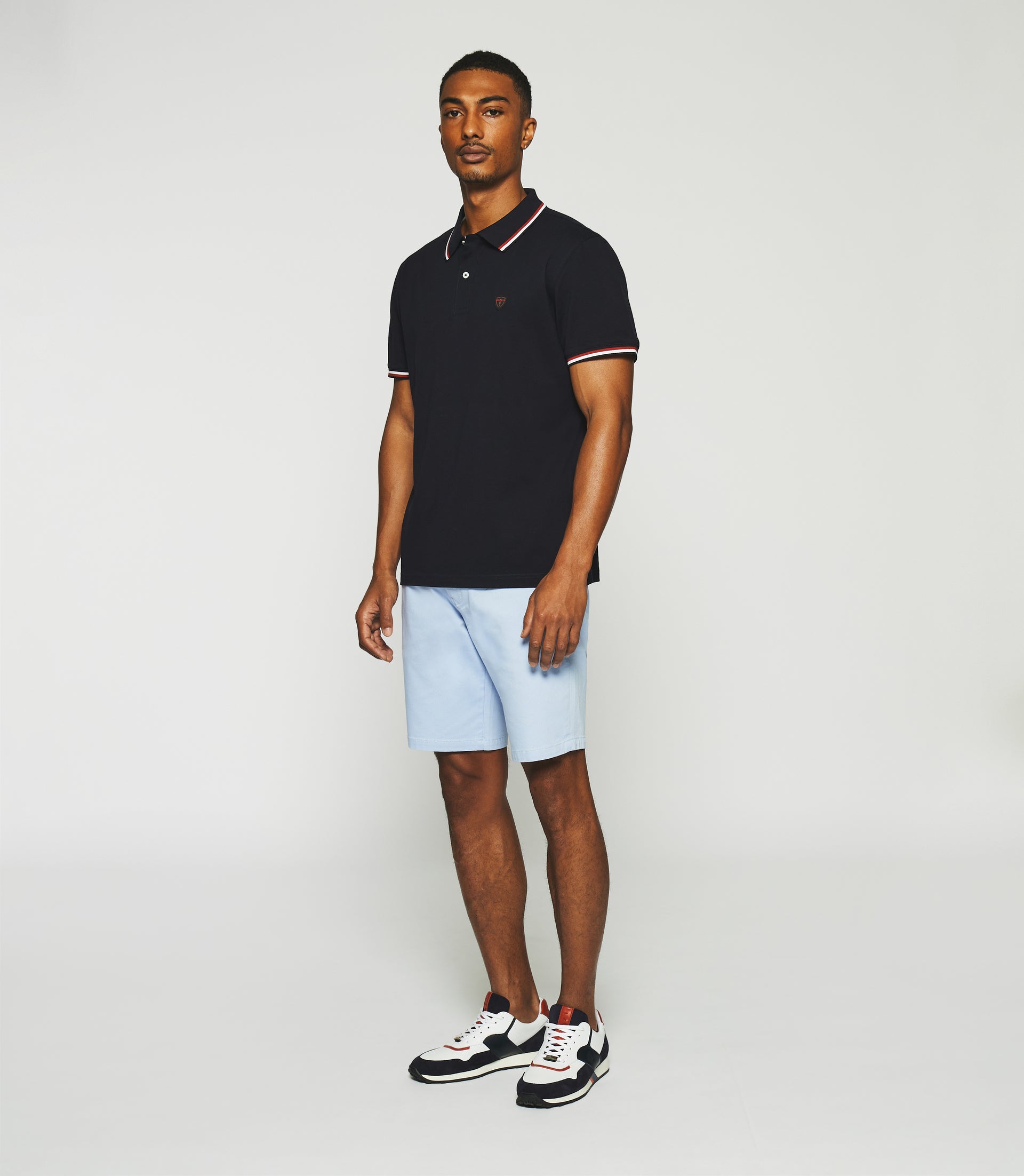 Polo uni avec broderie marine GILLES - IZAC