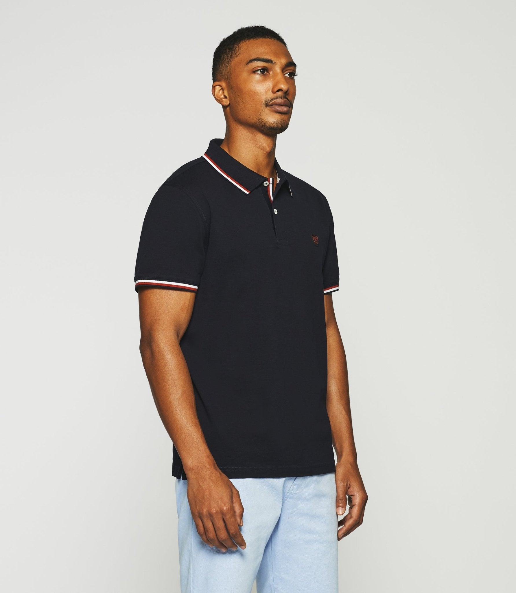 Polo uni avec broderie marine GILLES - IZAC