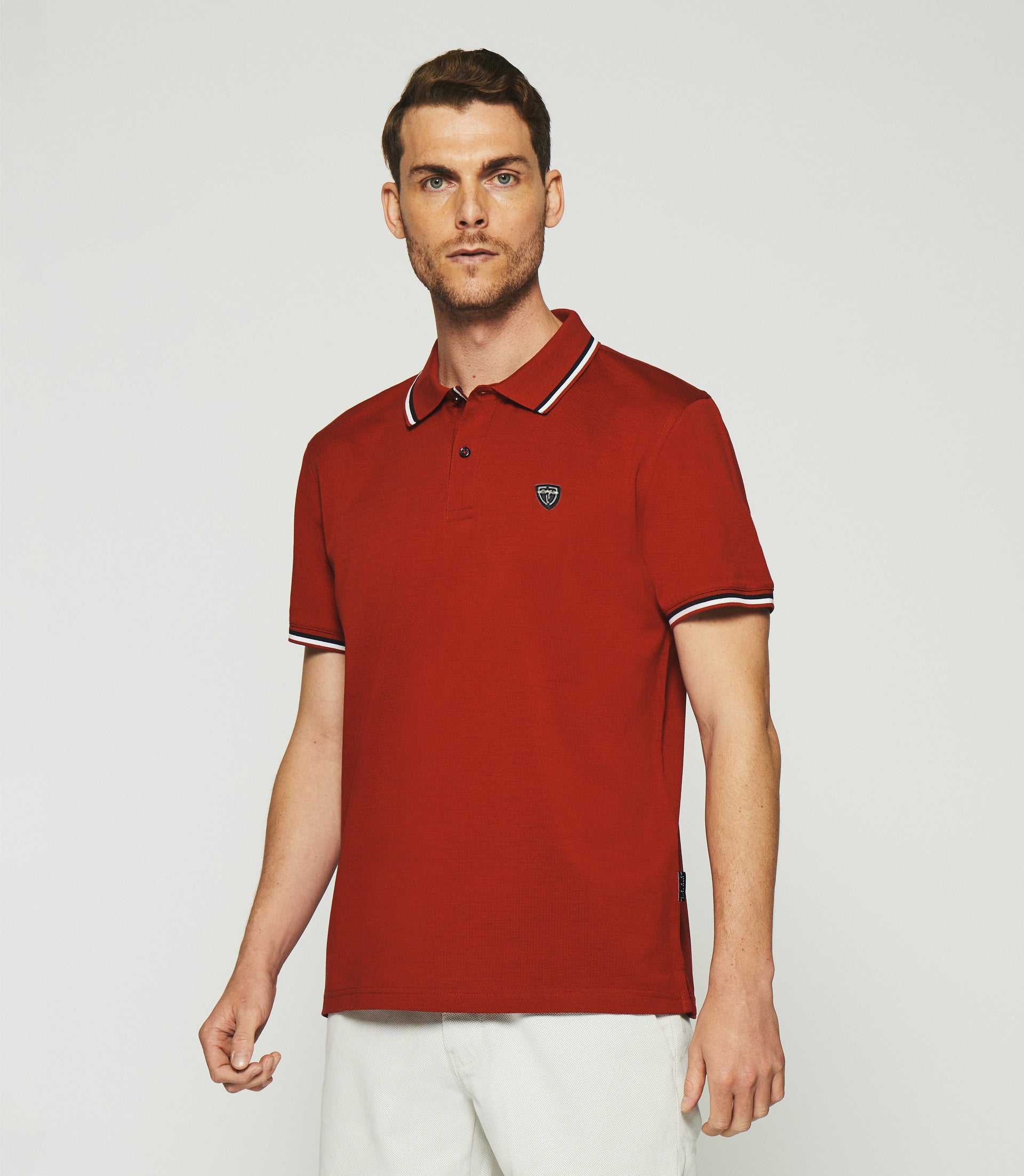 Polo uni avec broderie rouge GILLES - IZAC