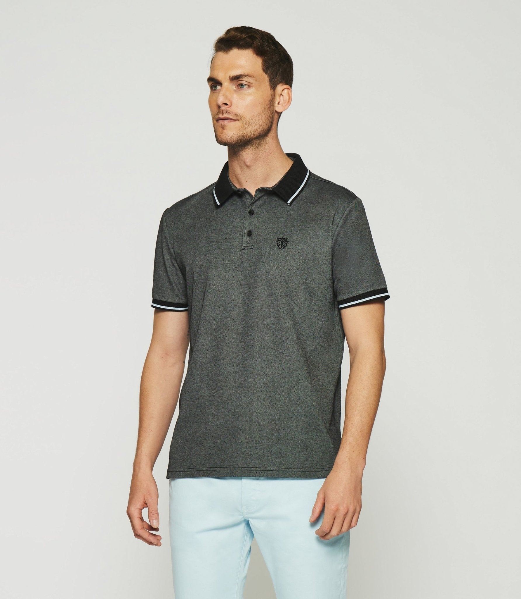 Polo avec broderie noir chiné GUYOT - IZAC