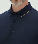 Polo jacquard manches longues marine "Colin" - IZAC