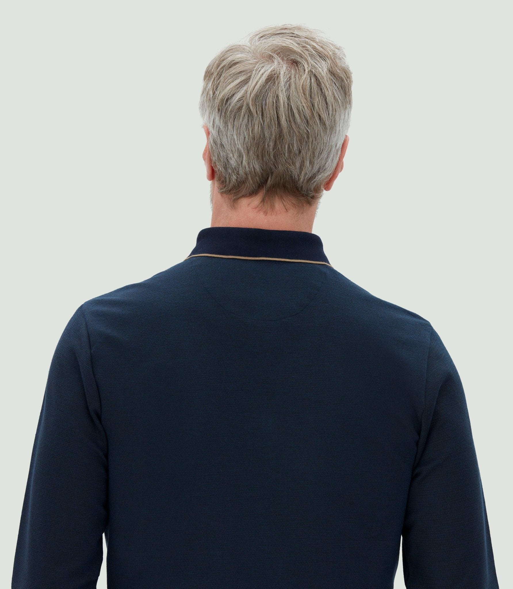 Polo jacquard manches longues marine "Colin" - IZAC