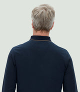 Polo jacquard manches longues marine "Colin" - IZAC