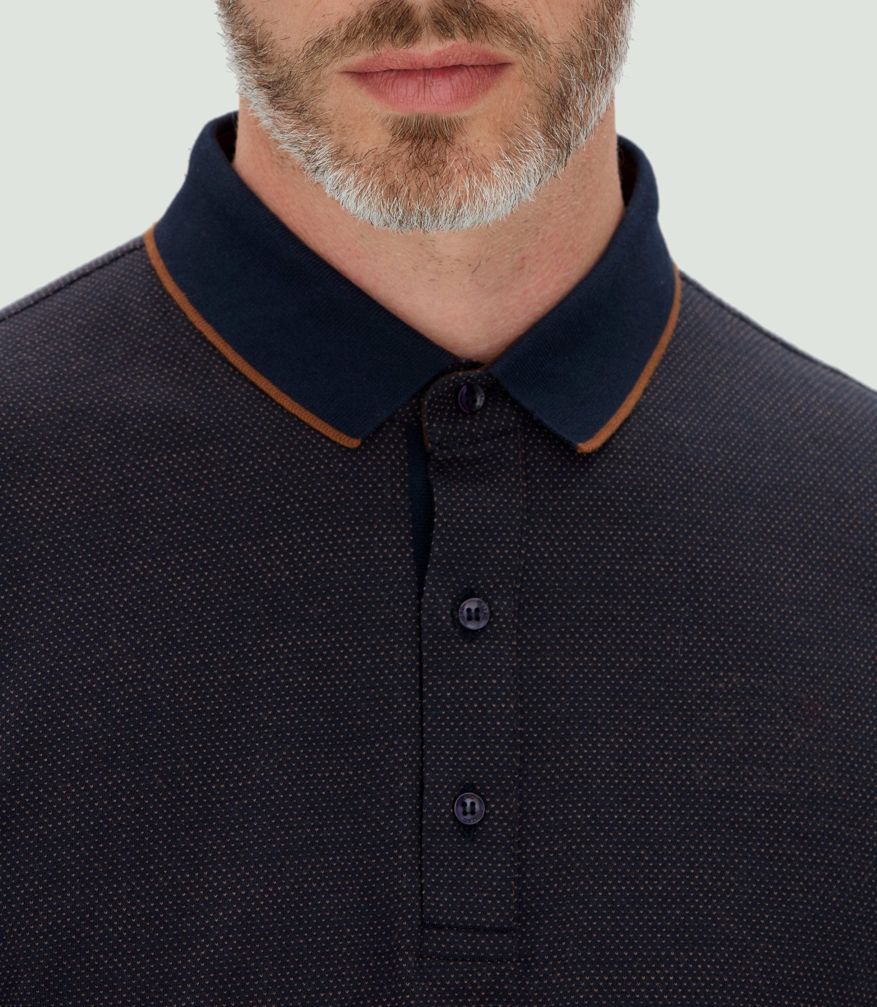 Polo jacquard manches longues marine "Cris" - IZAC