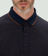 Polo jacquard manches longues marine "Cris" - IZAC