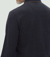 Polo jacquard manches longues marine "Cris" - IZAC