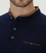 Polo marine col contrasté "Cyril" - IZAC