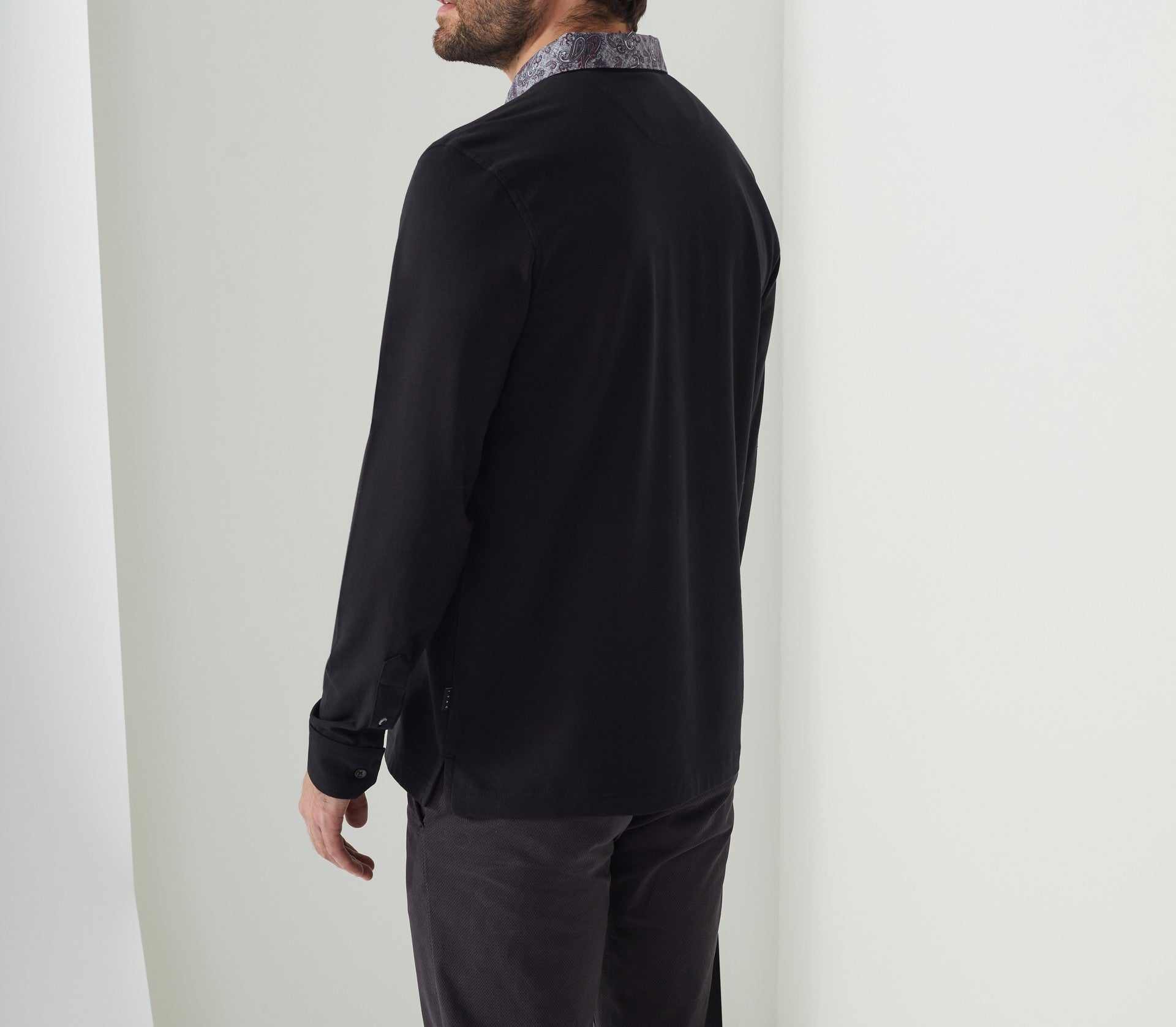 Polo manches longues noir "David" - IZAC