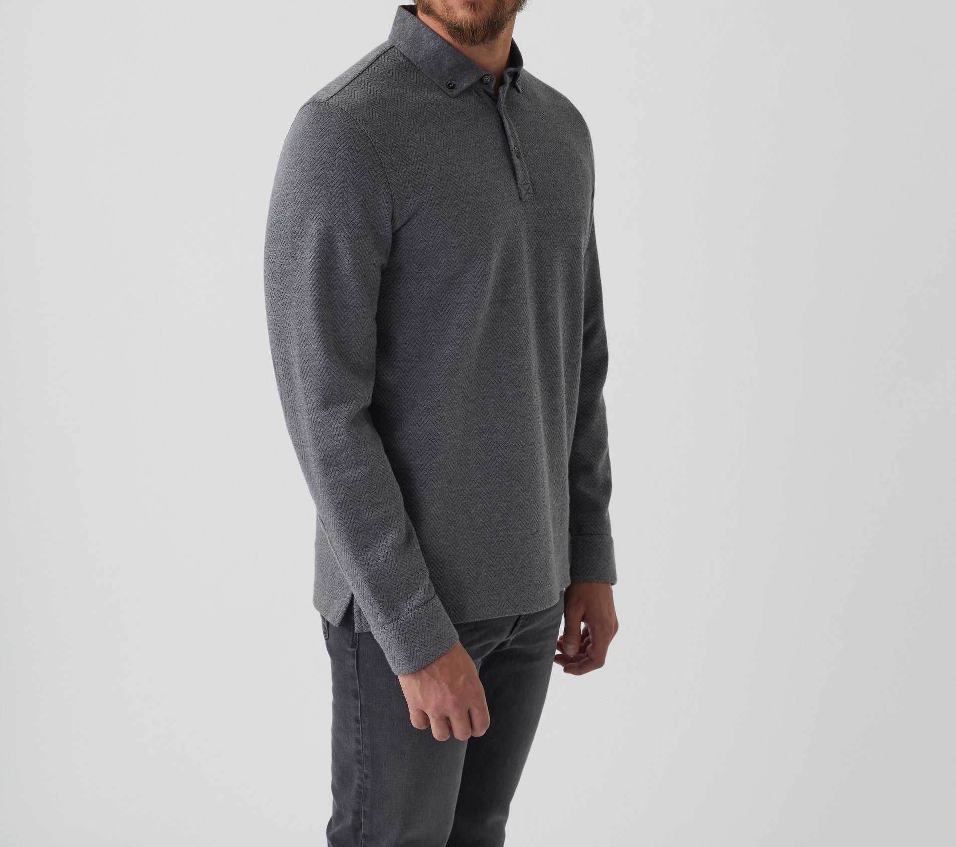 Polo manches longues gris "Derby" - IZAC