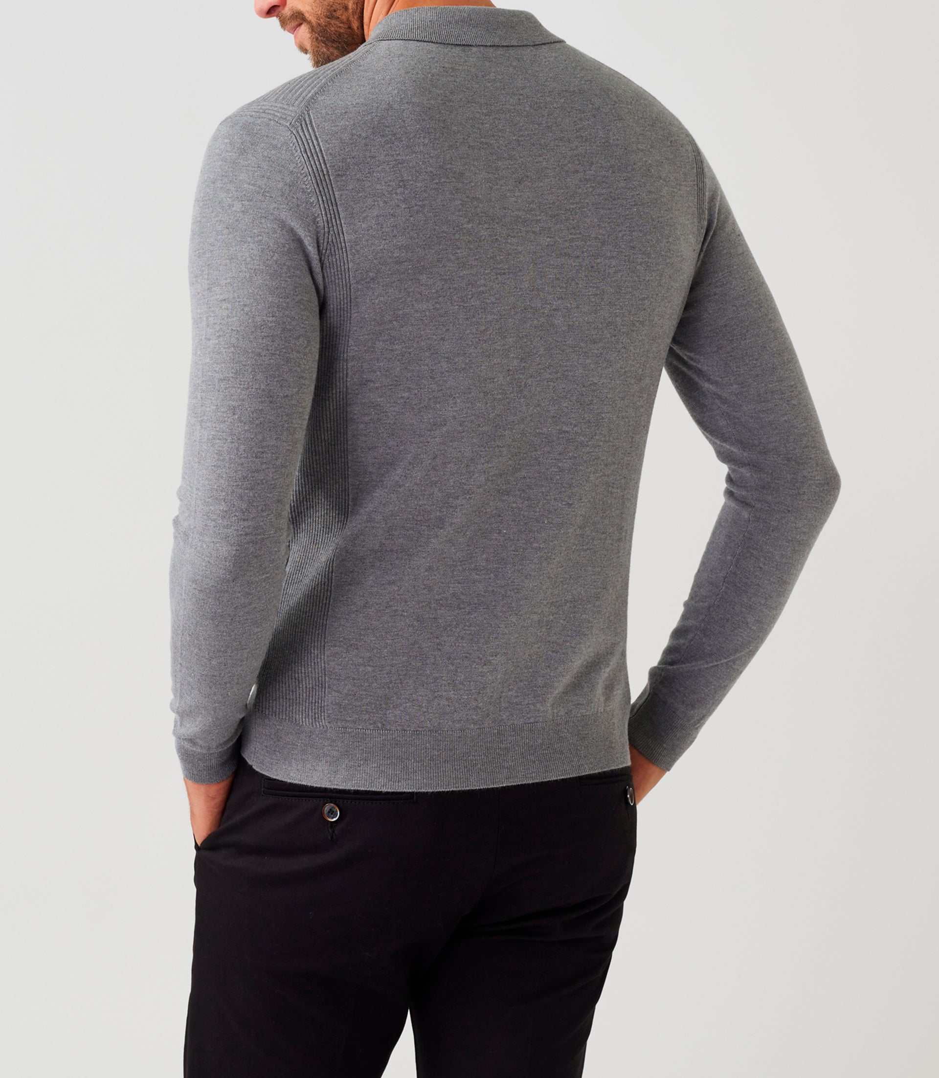 Polo manches longues gris chiné "Diego" - IZAC