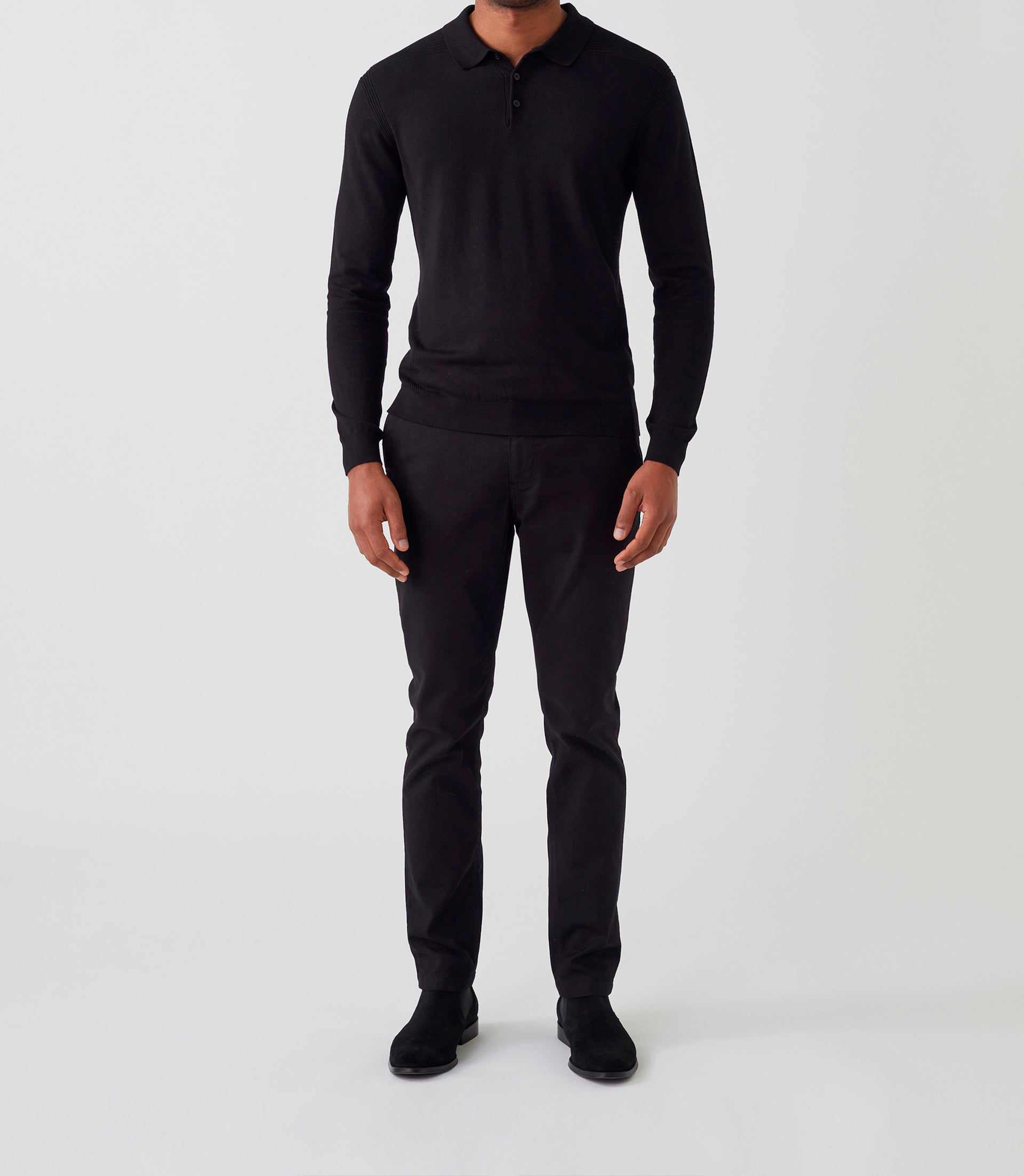 Polo manches longues noir "Diego" - IZAC