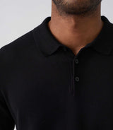 Polo manches longues noir "Diego" - IZAC