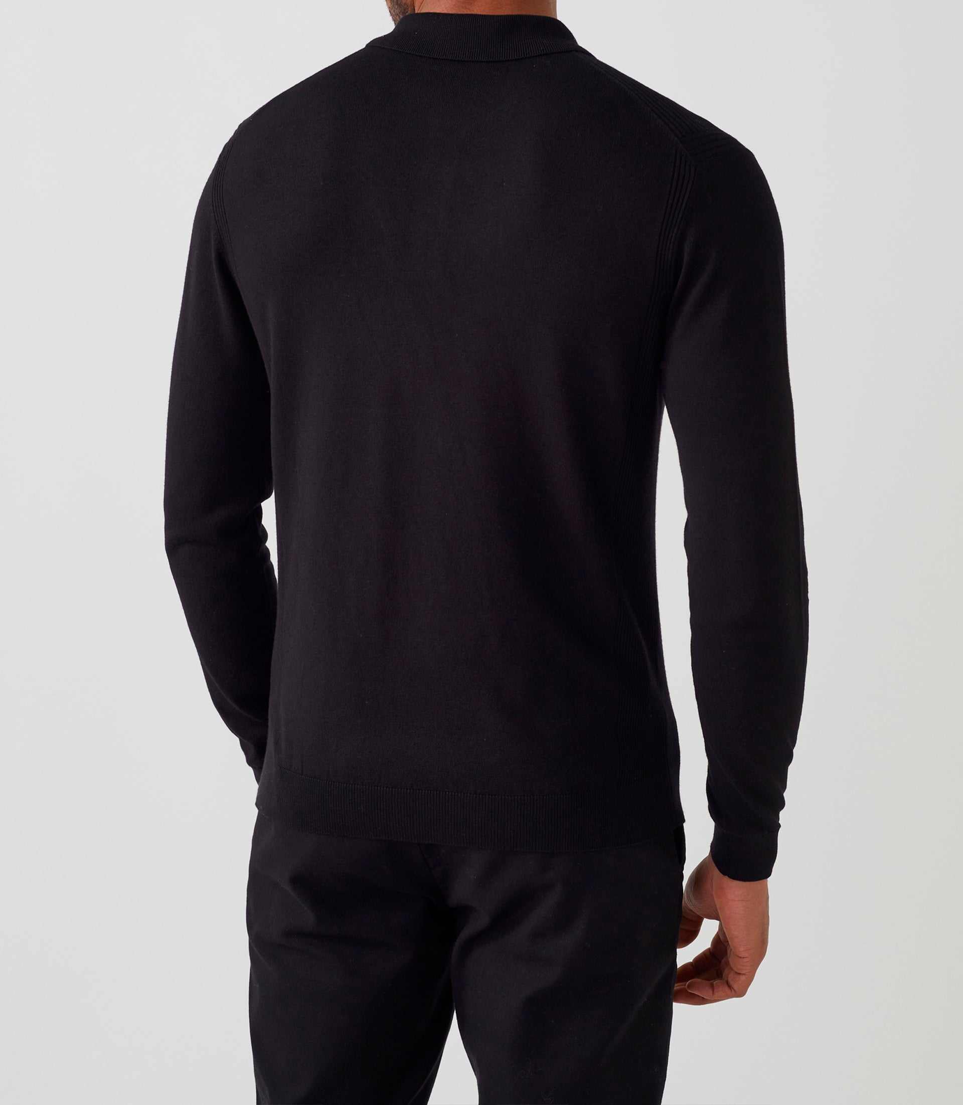 Polo manches longues noir "Diego" - IZAC