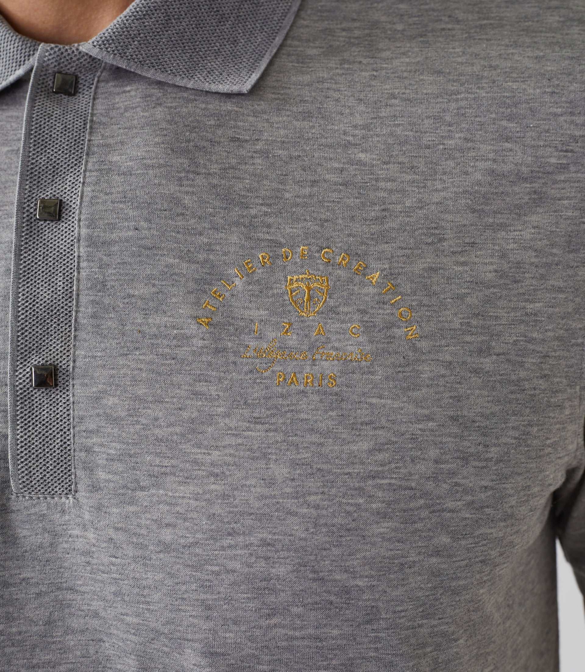Polo manches courtes gris chiné "Dorian" - IZAC