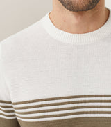Pull col rond Kaki - ecru "Felicien" - IZAC