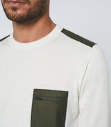 Pull col rond écru et kaki "Darius" - IZAC