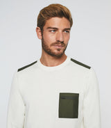 Pull col rond écru et kaki "Darius" - IZAC