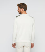 Pull col rond écru et kaki "Darius" - IZAC