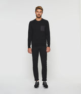 Pull col rond noir "Darius" - IZAC
