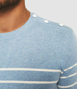 Pull col rond bleu ciel et écru "Daymon" - IZAC