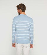 Pull col rond bleu ciel et écru "Daymon" - IZAC