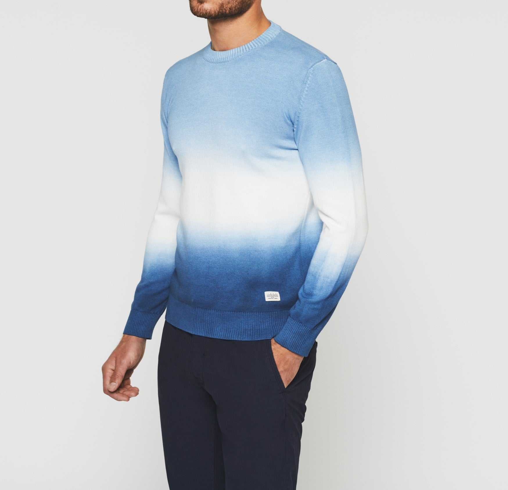 Pull col rond dégradé bleu ciel "Droguo" - IZAC