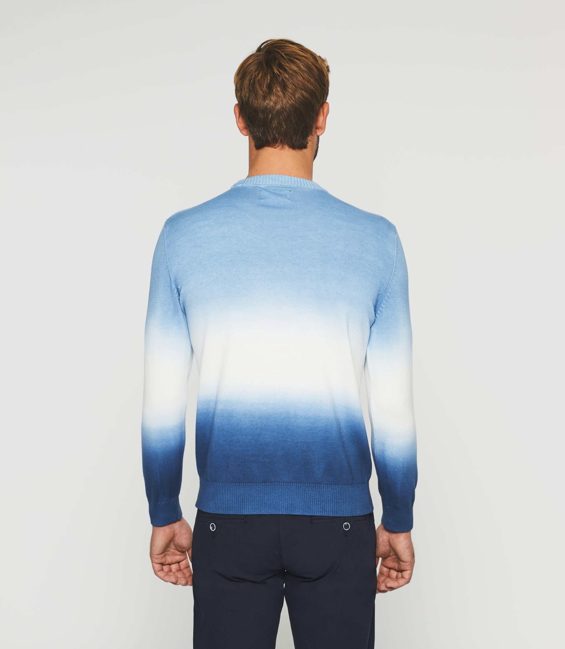 Pull col rond dégradé bleu ciel "Droguo" - IZAC
