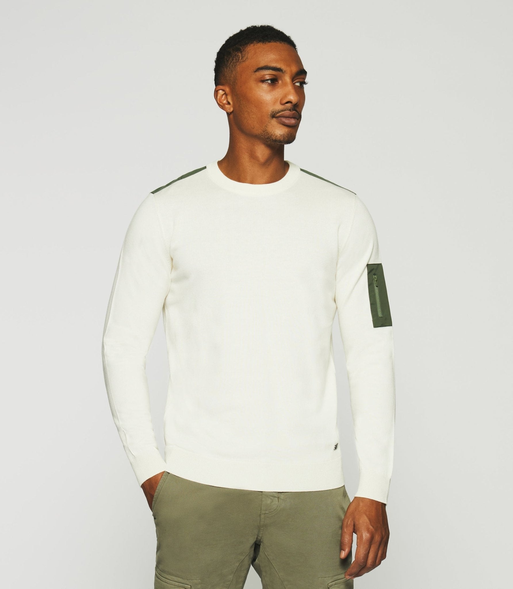 Pull col rond écru DAVID - IZAC