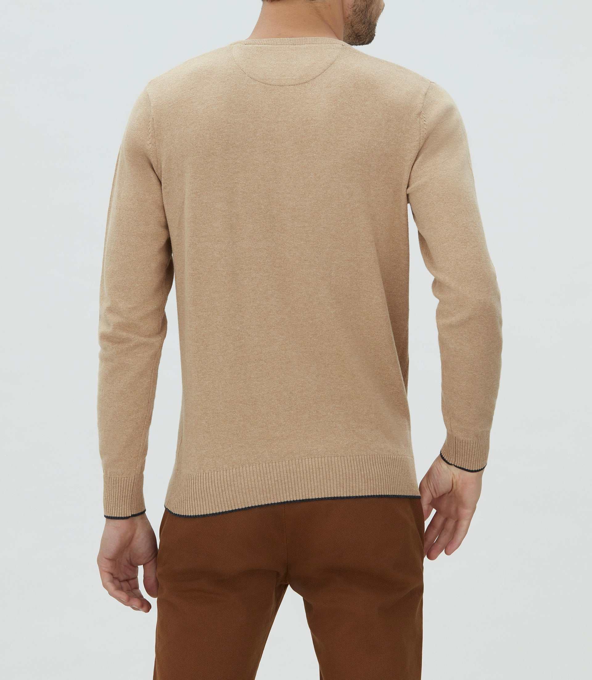 Pull col V beige chiné "lambert" - IZAC