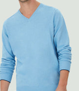 Pull col V bleu ciel chiné "Lambert" - IZAC